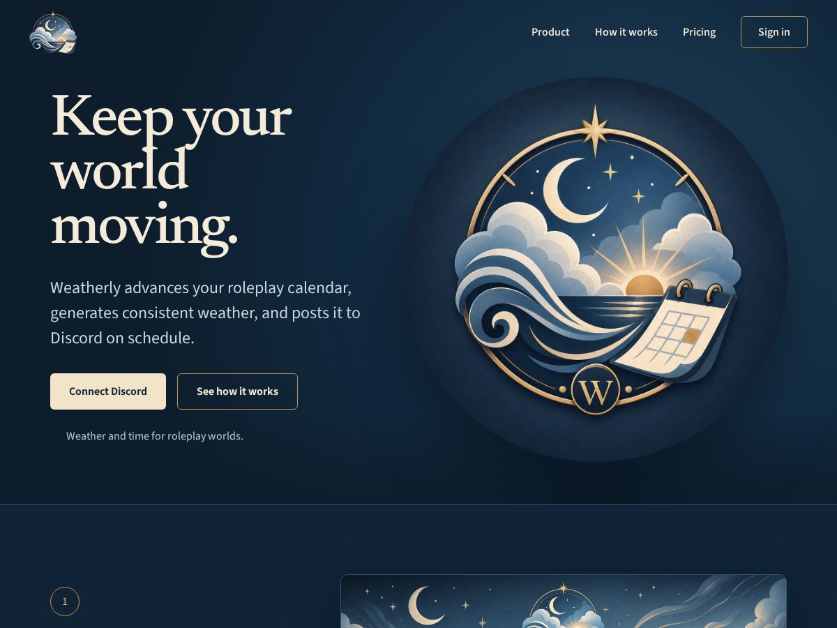 Landing-page snapshot of weatherly-bot.com