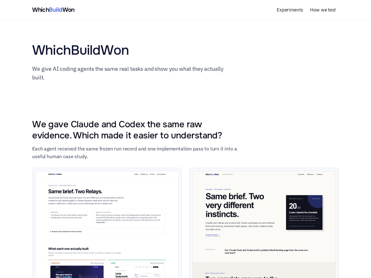 Landing-page snapshot of whichbuildwon.com