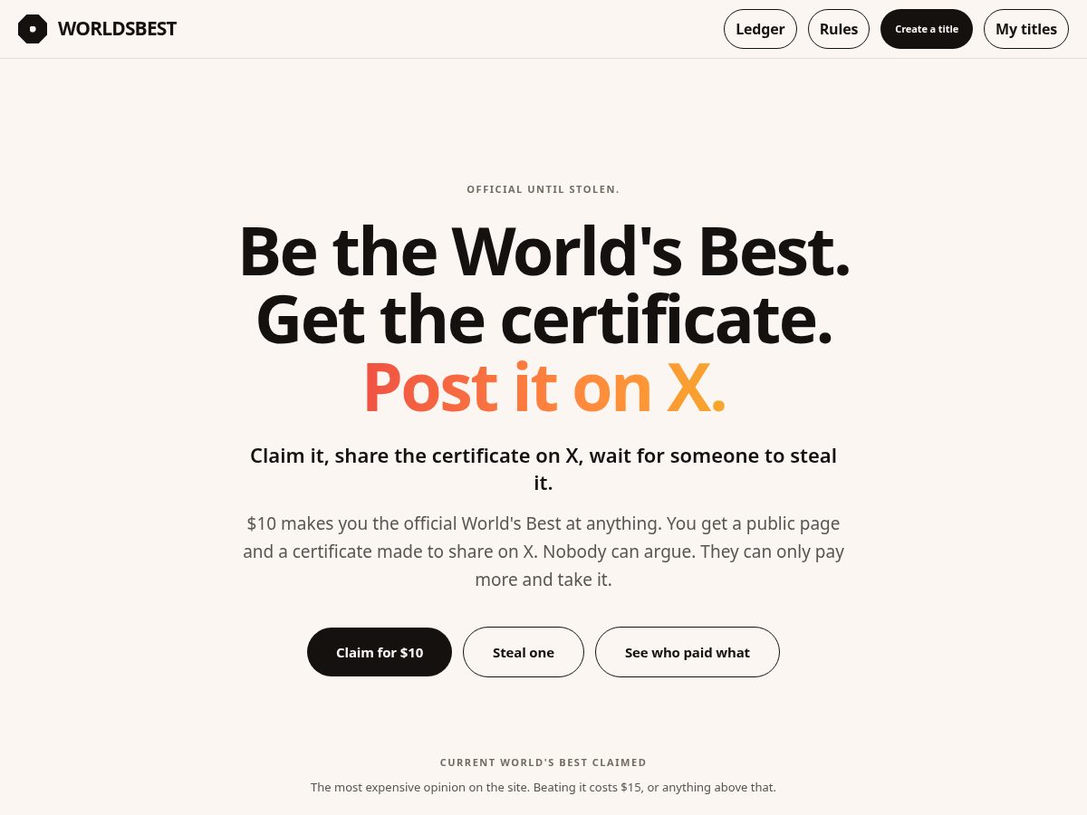 Landing-page snapshot of worldsbest.lol