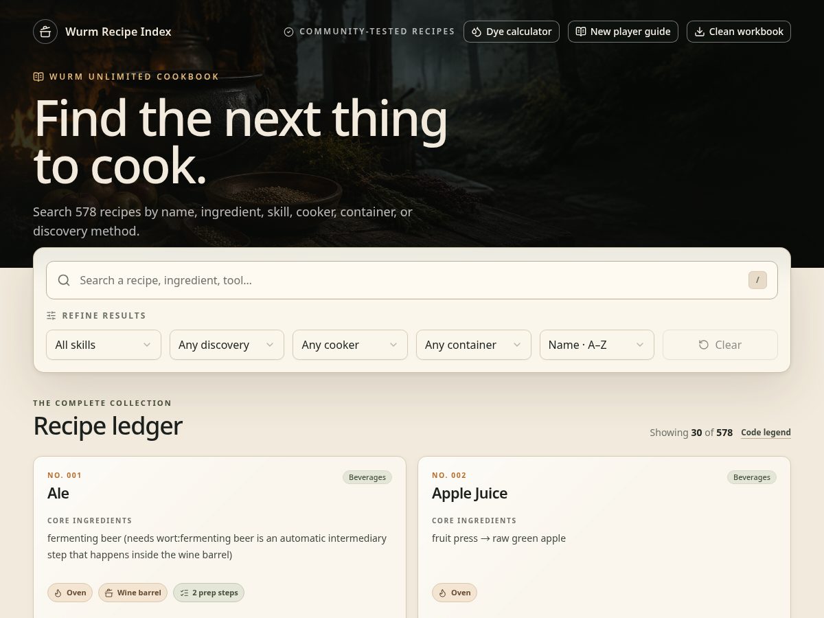 Landing-page snapshot of wurmtool.com