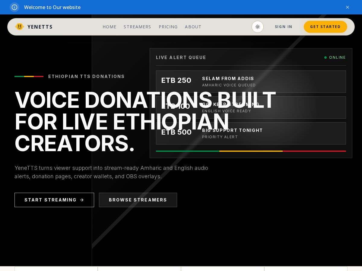 Landing-page snapshot of yenetts.com