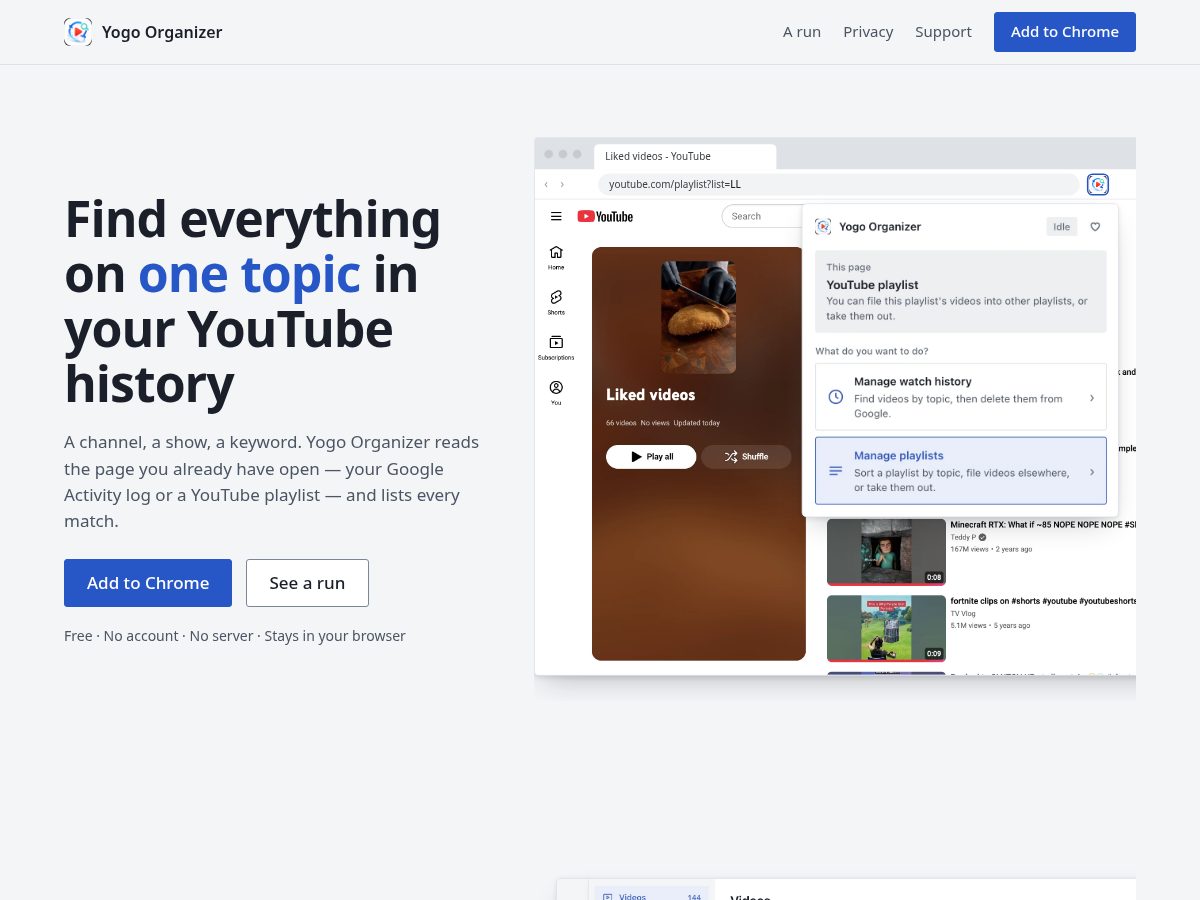 Landing-page snapshot of yogo-organizer.com