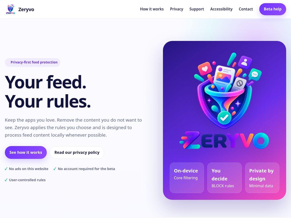 Landing-page snapshot of zeryvoapp.com