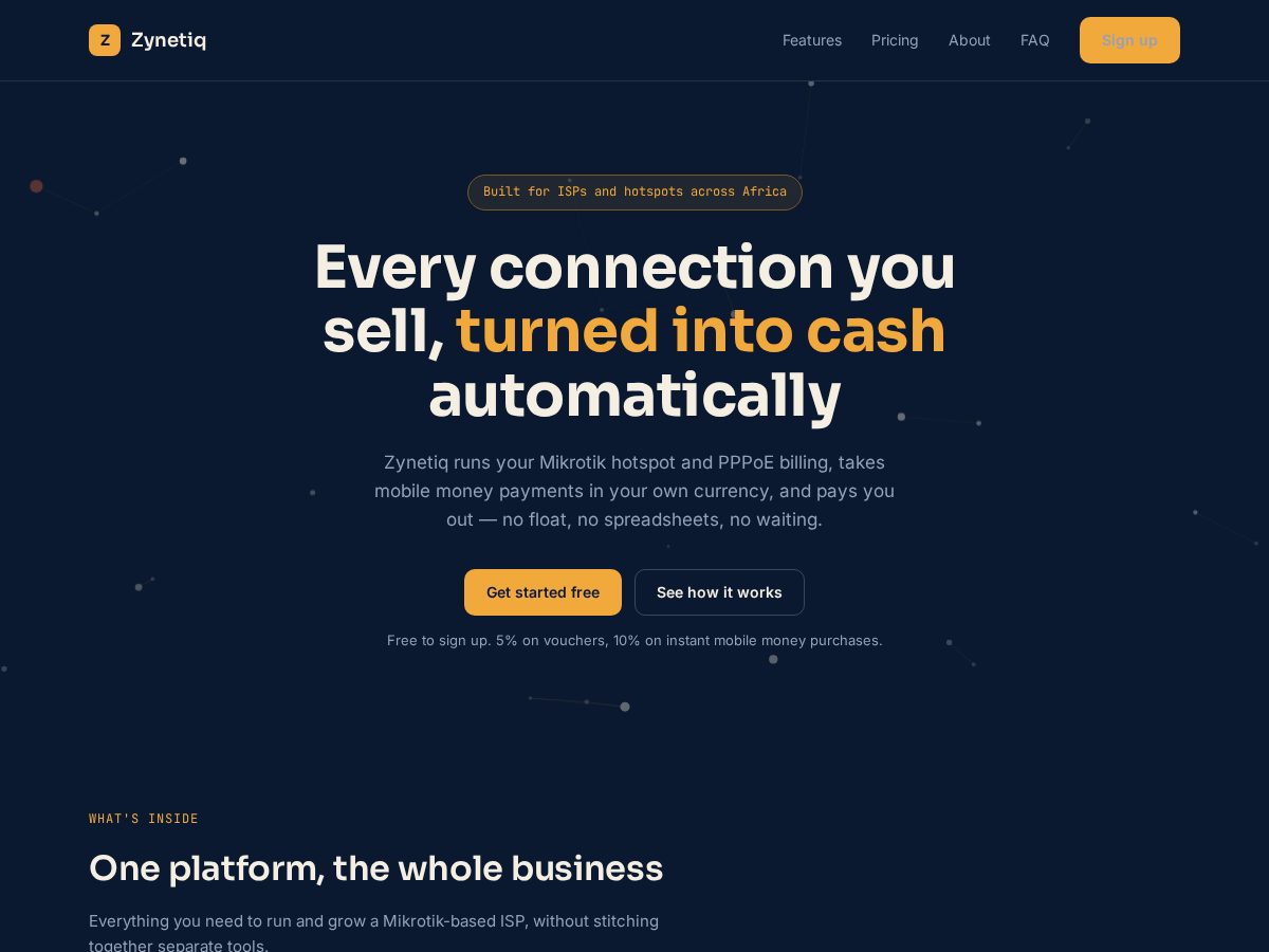 Landing-page snapshot of zynetiq.tech