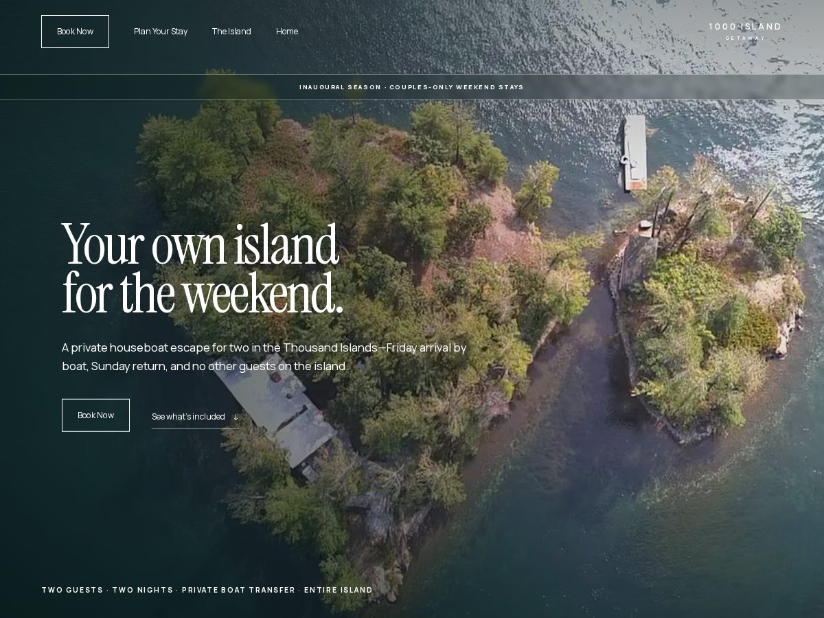 Landing-page snapshot of 1000islandgetaway.live