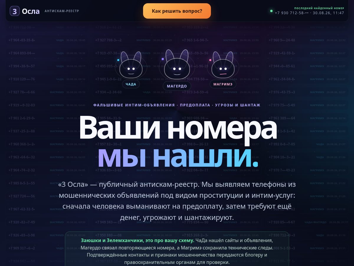 Landing-page snapshot of 3osla.net