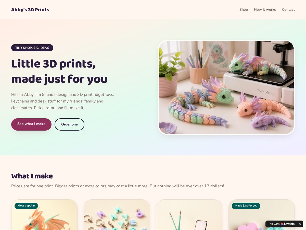 Landing-page snapshot of abbyprints.com
