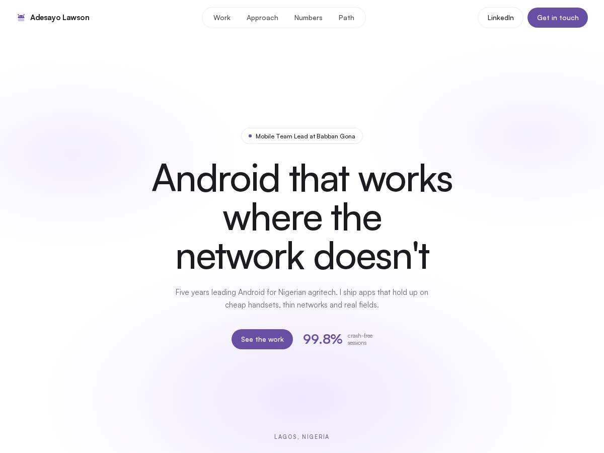 Landing-page snapshot of adesayolawson.com