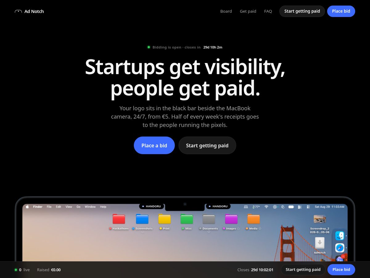 Landing-page snapshot of adnotch.lol