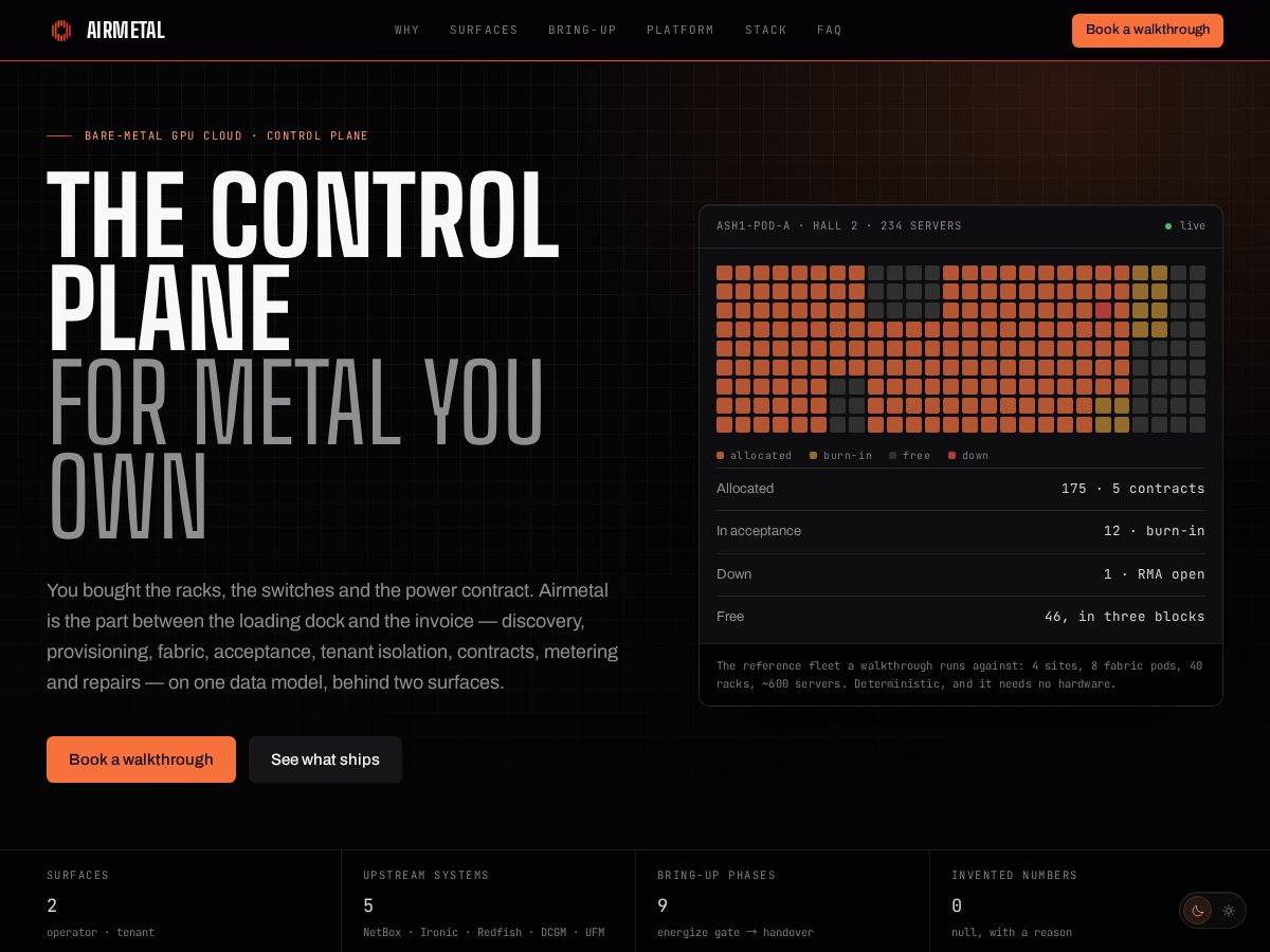 Landing-page snapshot of airmetal.net