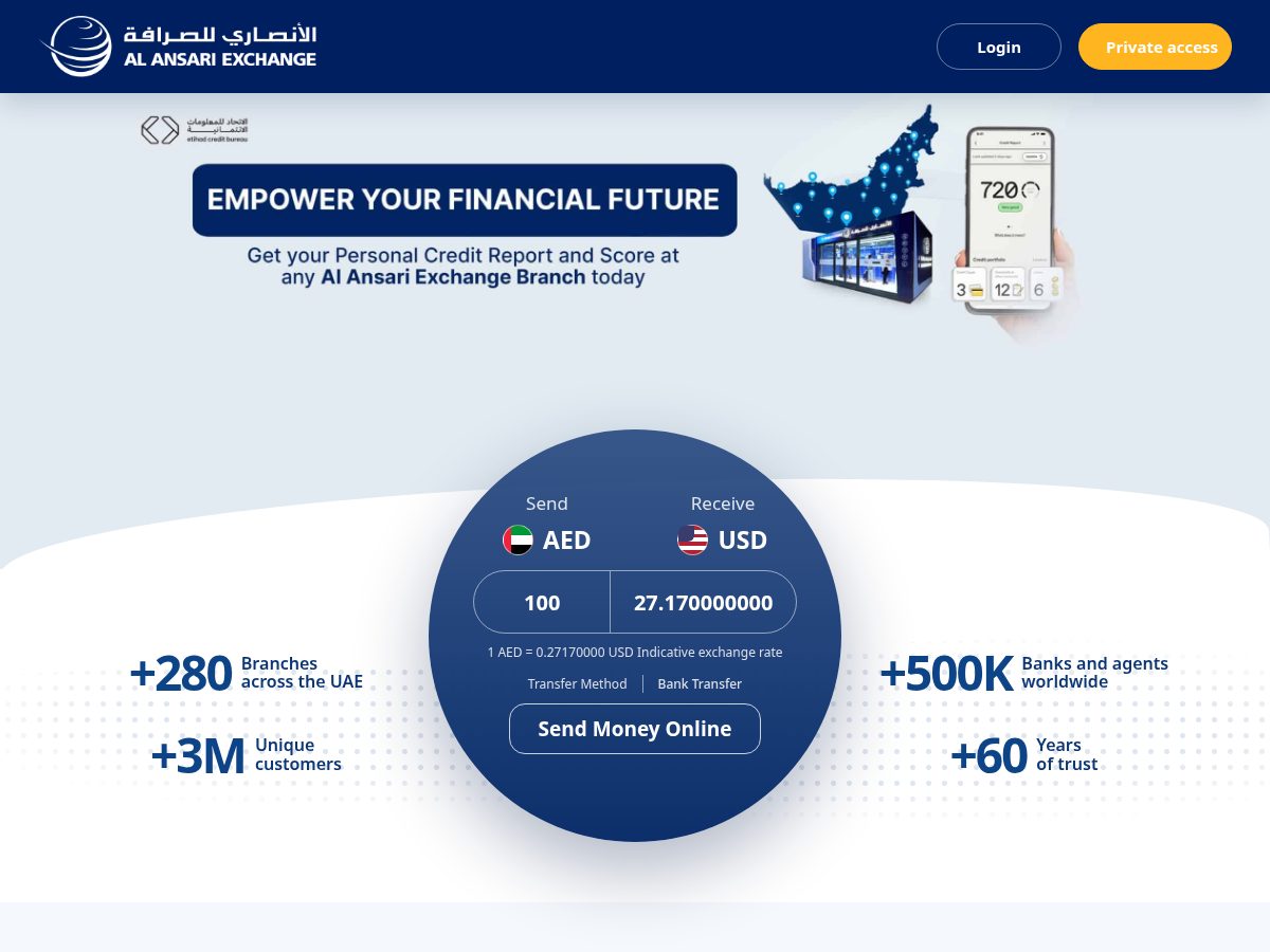 Landing-page snapshot of alansariexchange-seaaccess.work