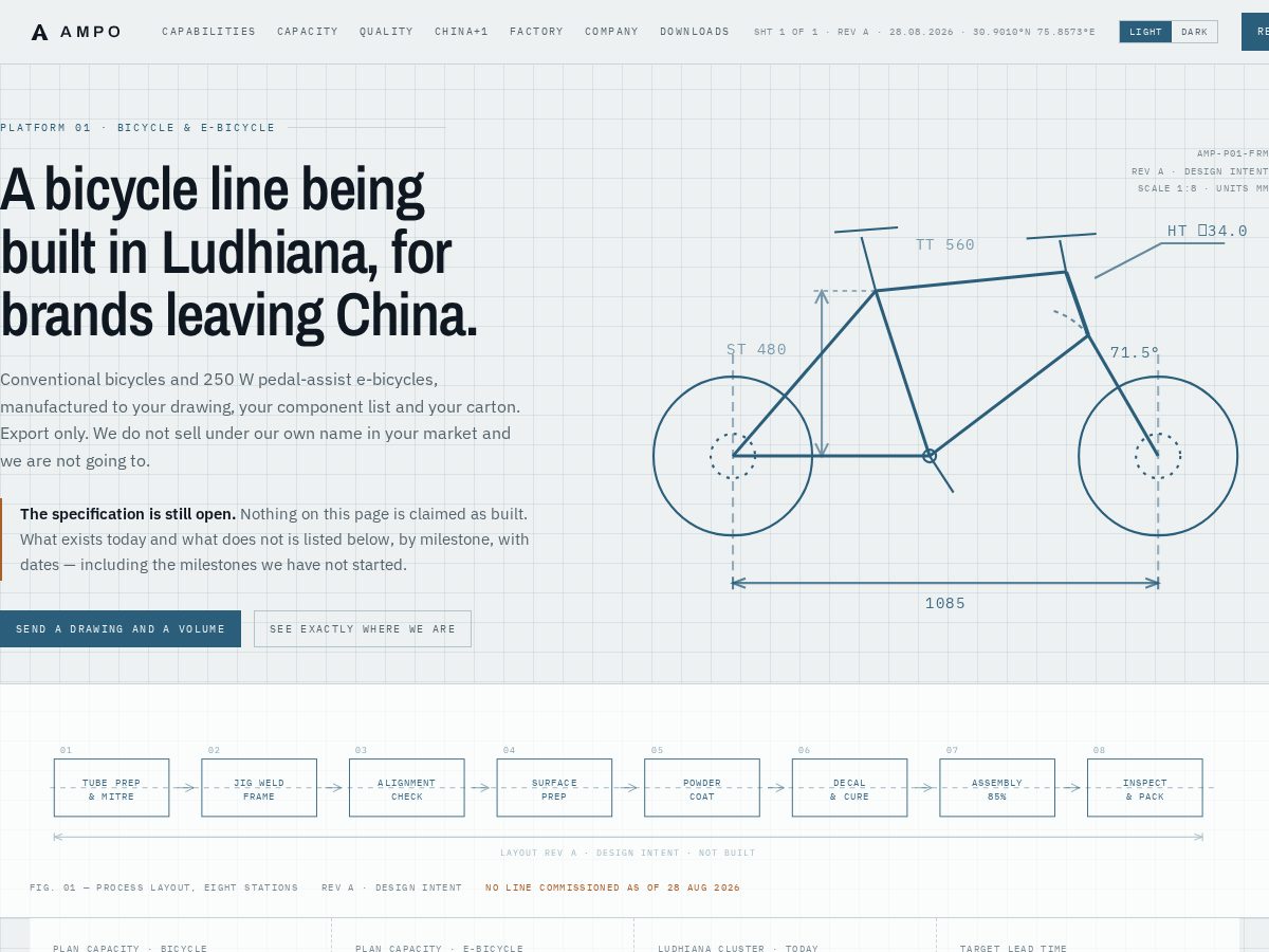 Landing-page snapshot of ampocycles.com