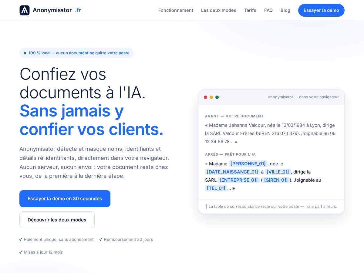 Landing-page snapshot of anonymisator.com