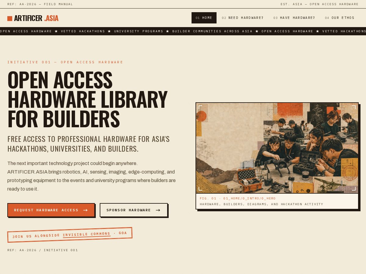 Landing-page snapshot of artificer.asia