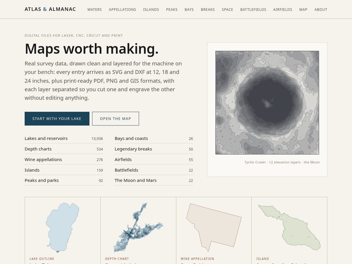 Landing-page snapshot of atlasandalmanac.com