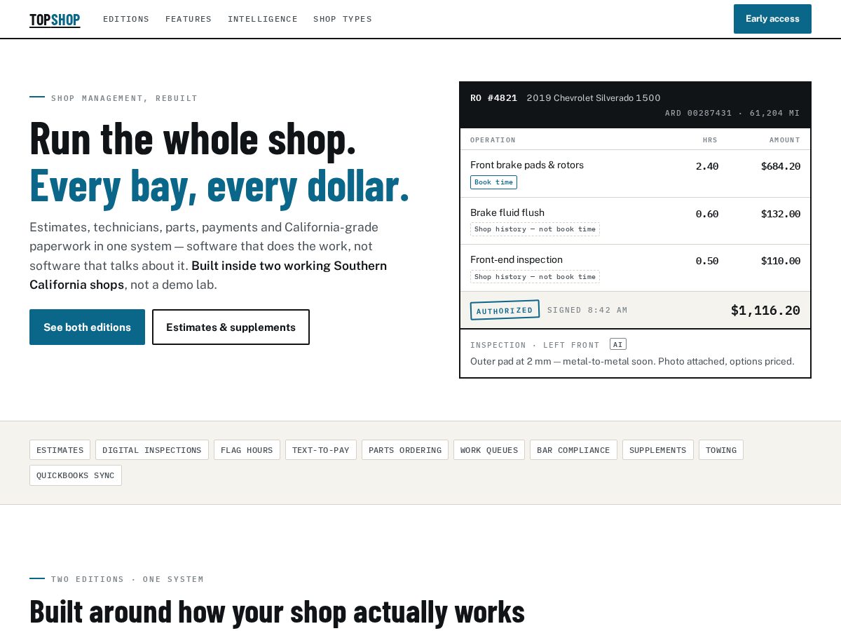 Landing-page snapshot of autoshopapp.com