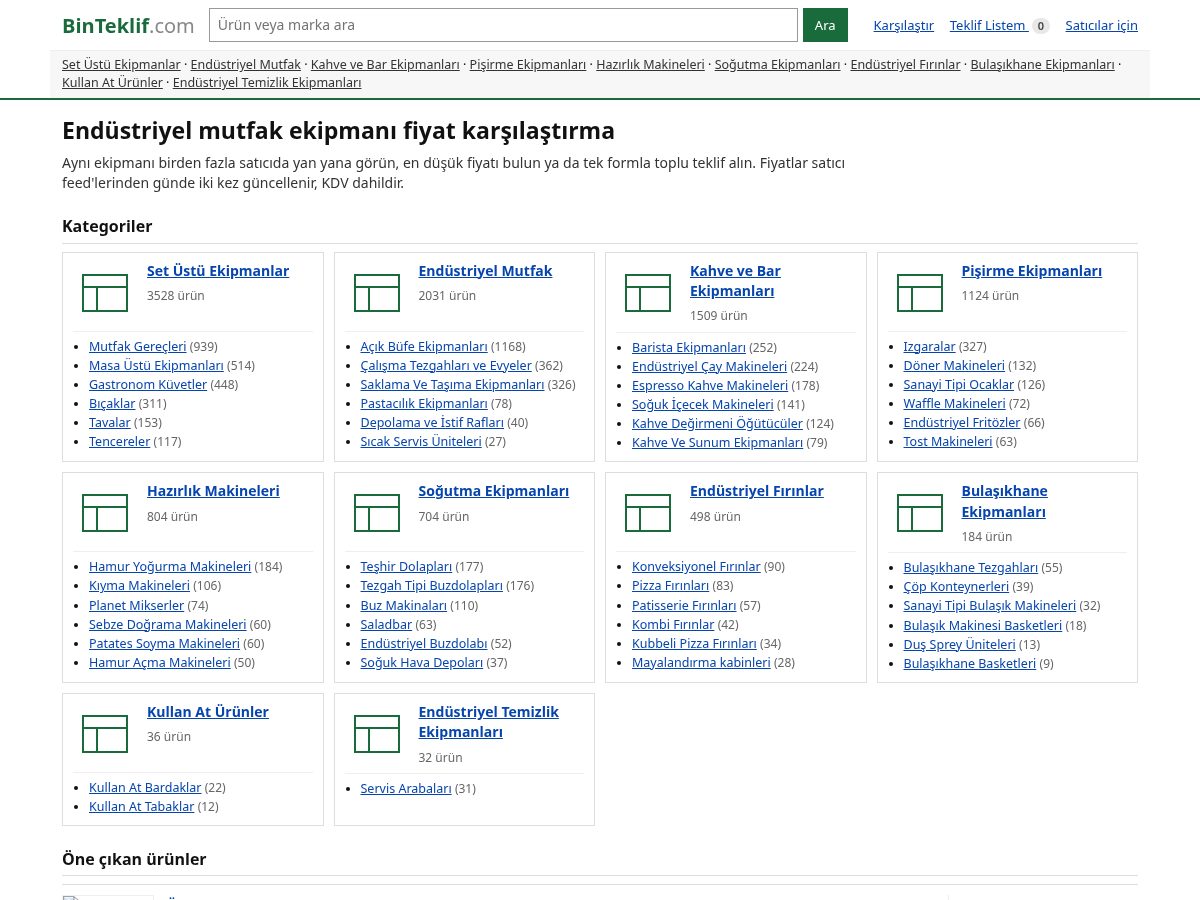 Landing-page snapshot of binteklif.com