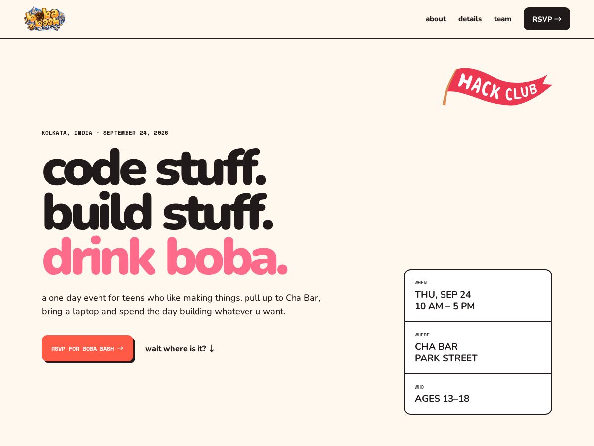 Landing-page snapshot of bobabashkolkata.xyz