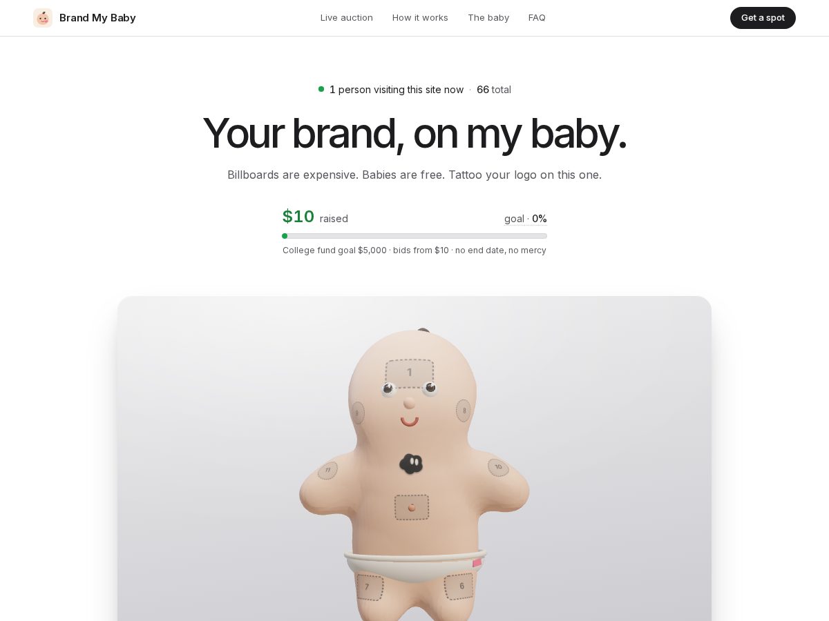 Landing-page snapshot of brandmy.baby