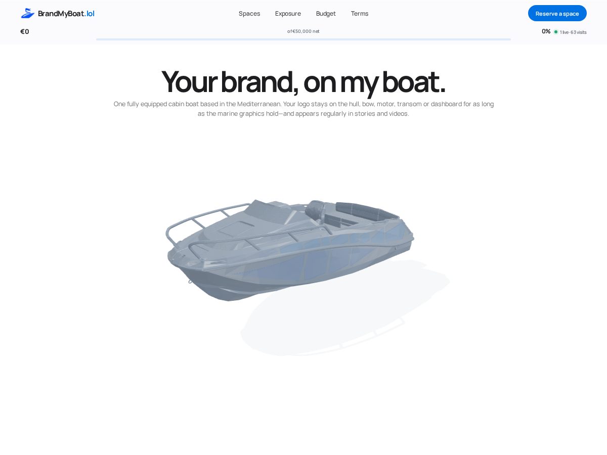 Landing-page snapshot of brandmyboat.lol