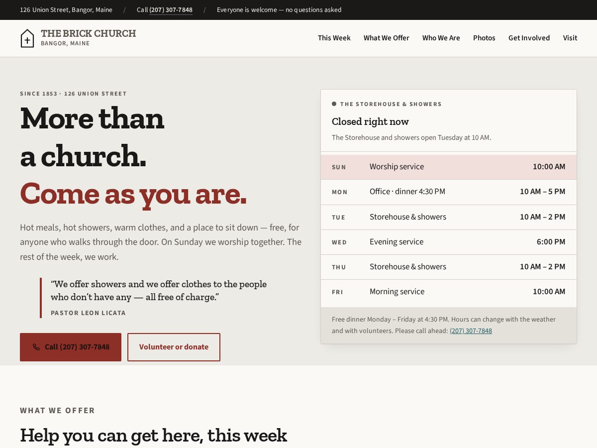 Landing-page snapshot of brickchurchbangor.org