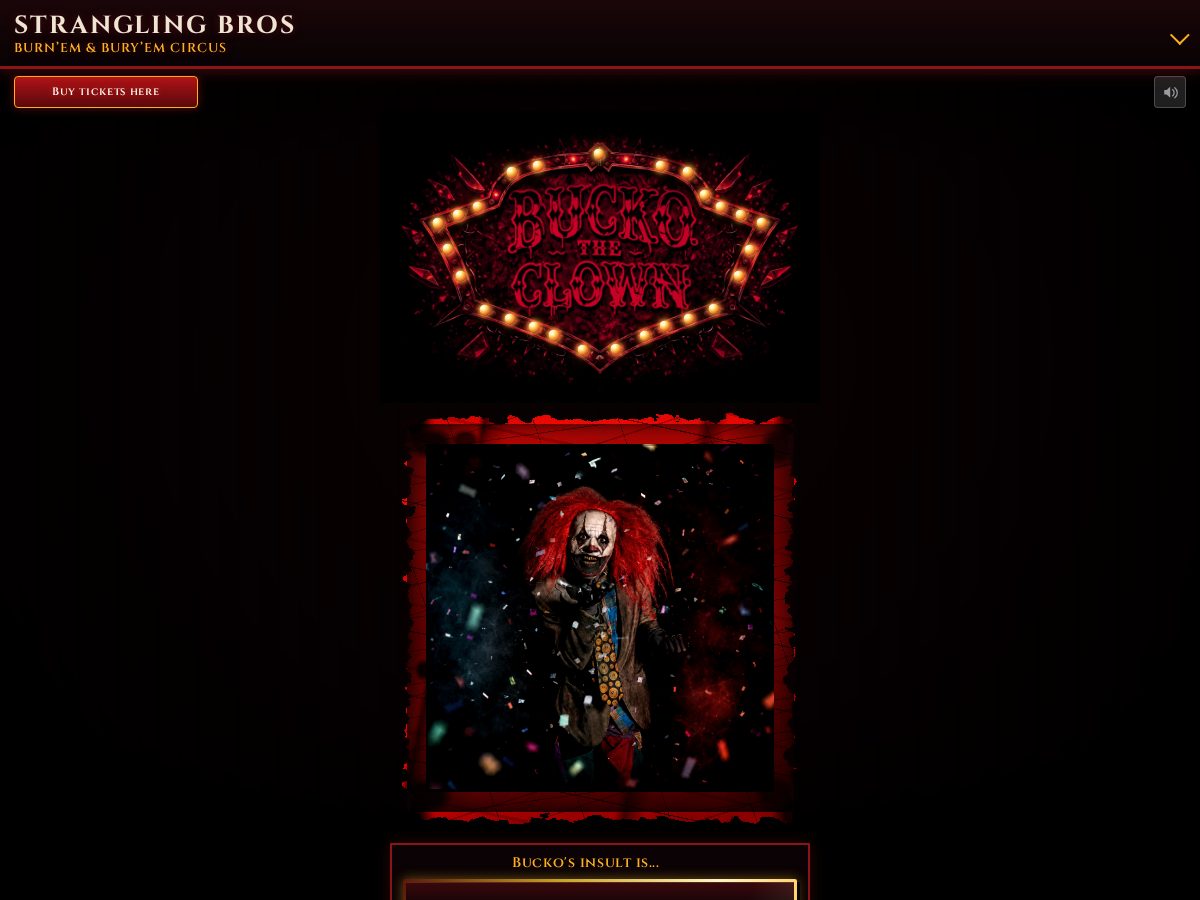 Landing-page snapshot of buckotheclown.com