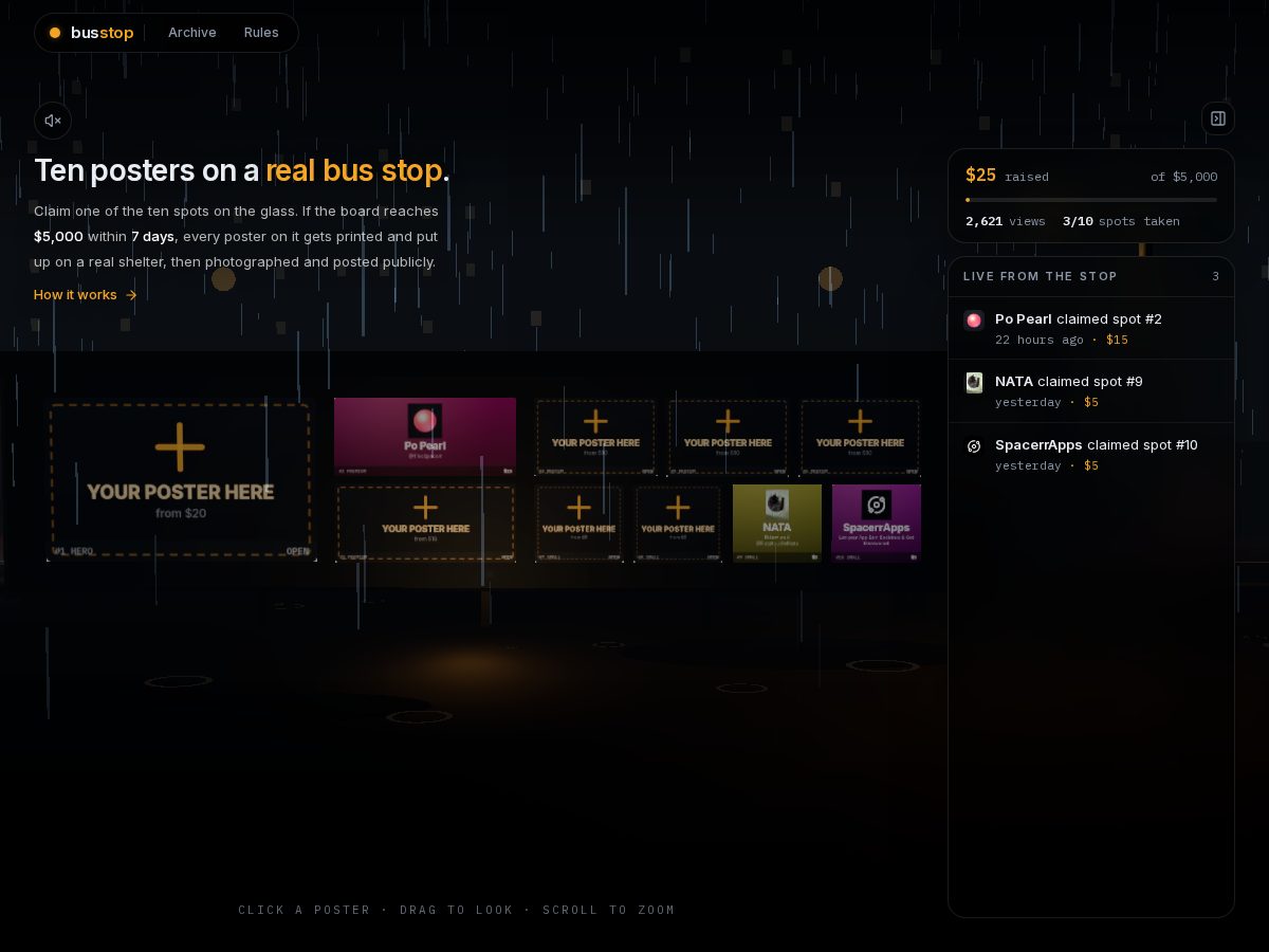 Landing-page snapshot of busstop.lol