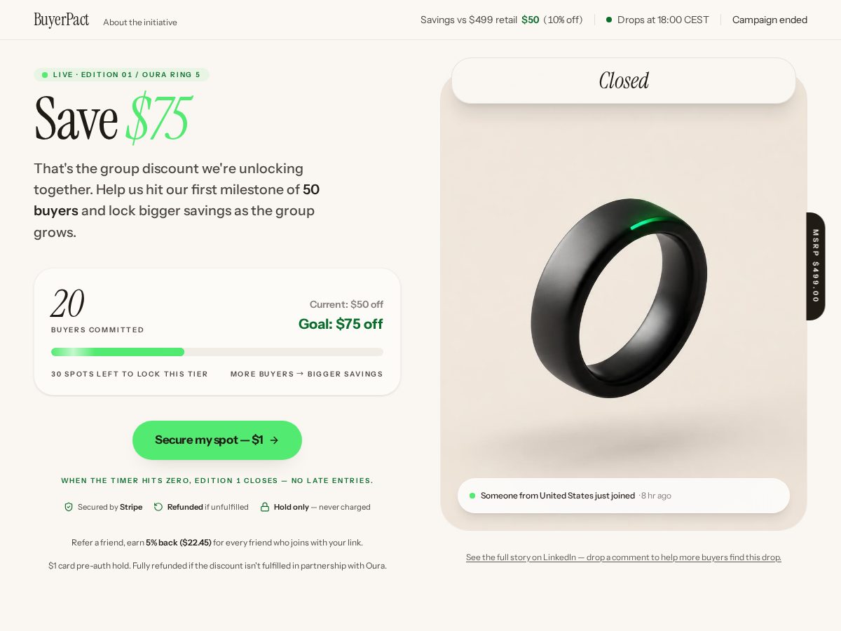 Landing-page snapshot of buyerpact.com