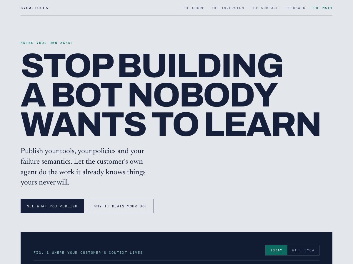 Landing-page snapshot of byoa.tools