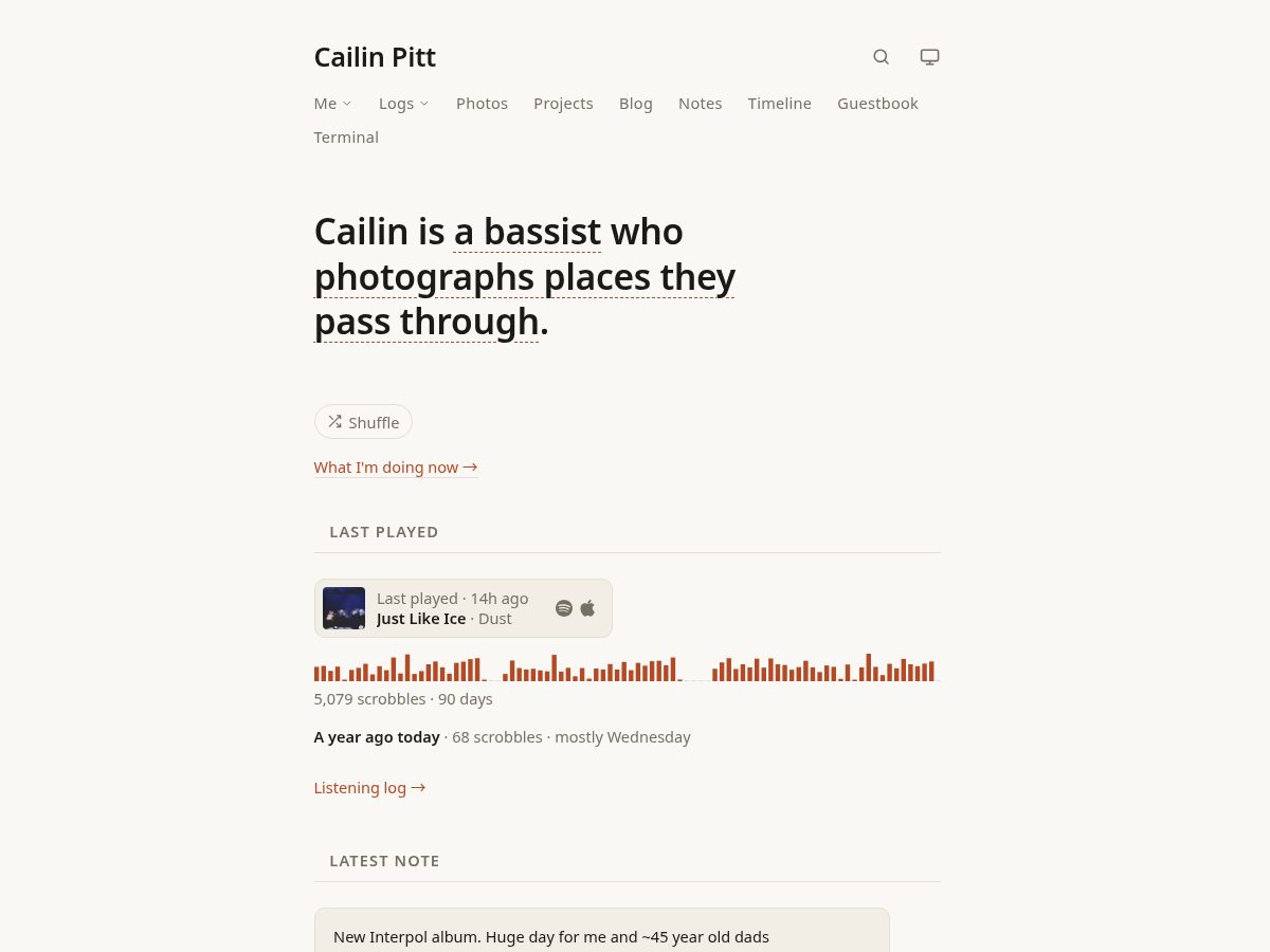 Landing-page snapshot of cailin.link