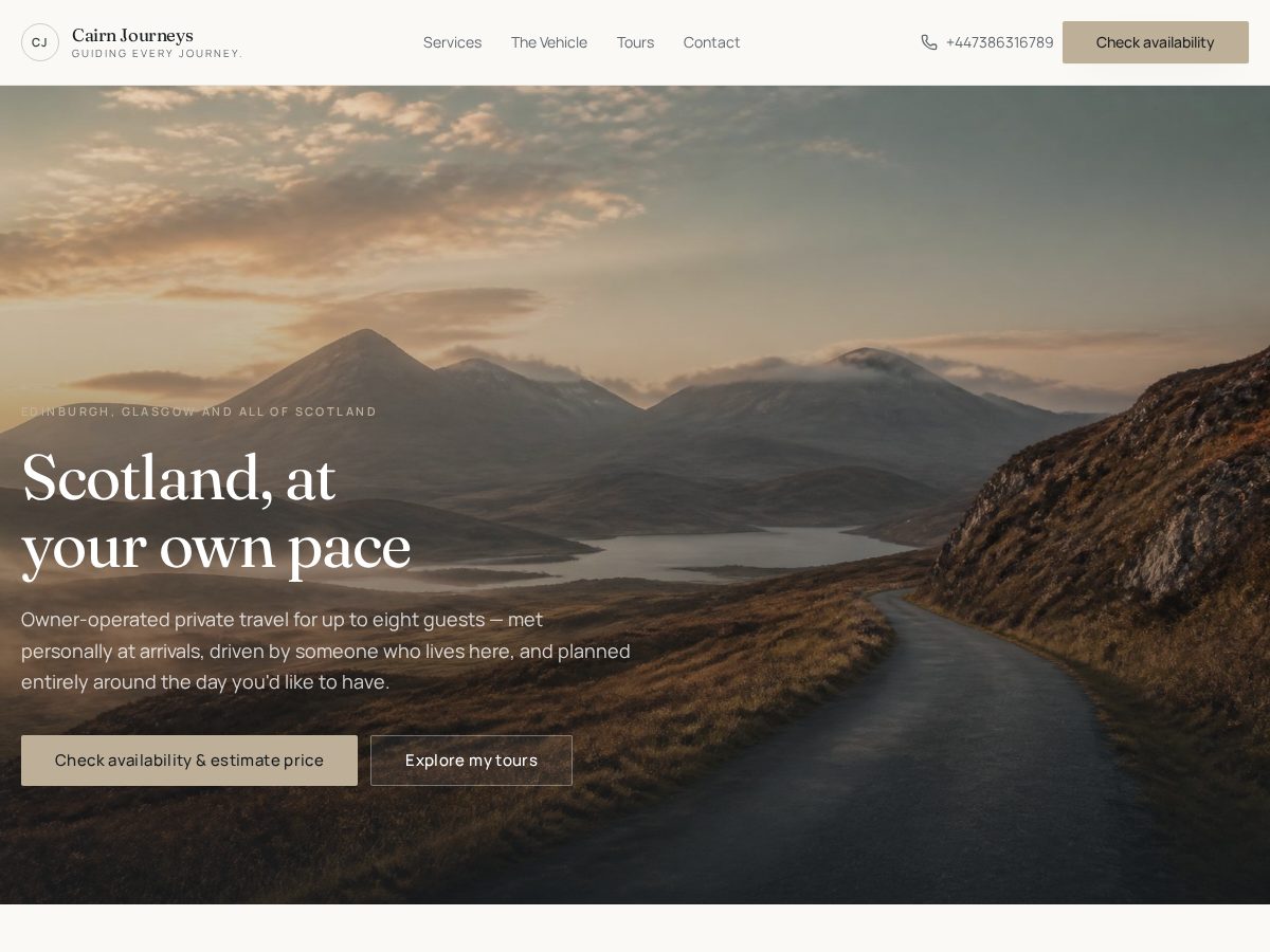 Landing-page snapshot of cairnjourneys.com
