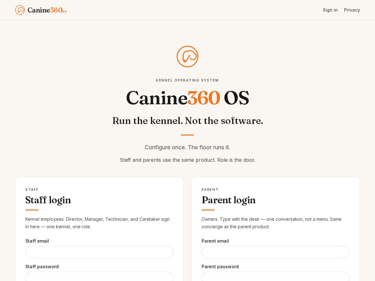 Landing-page snapshot of canine360os.com