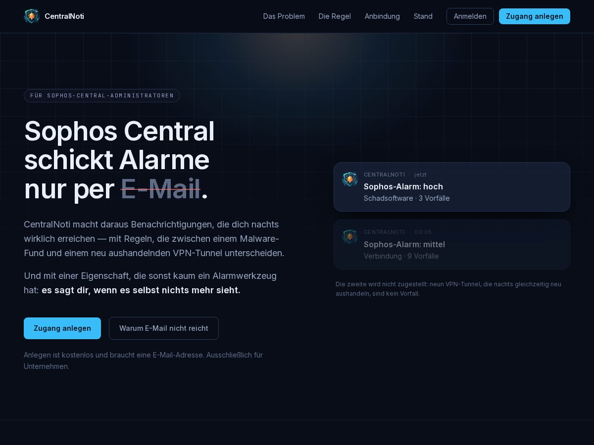 Landing-page snapshot of centralnoti.online