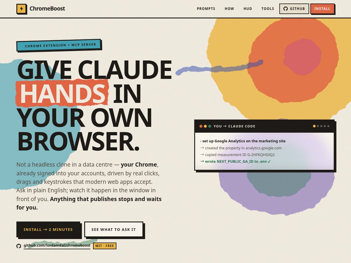 Landing-page snapshot of chromeboost.work