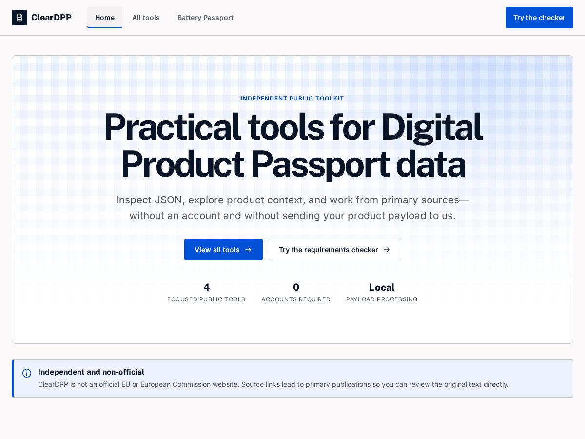 Landing-page snapshot of cleardpp.com