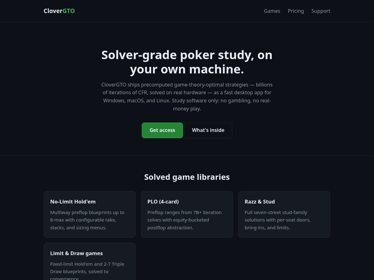 Landing-page snapshot of clovergto.com