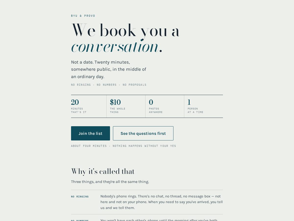 Landing-page snapshot of considered.love