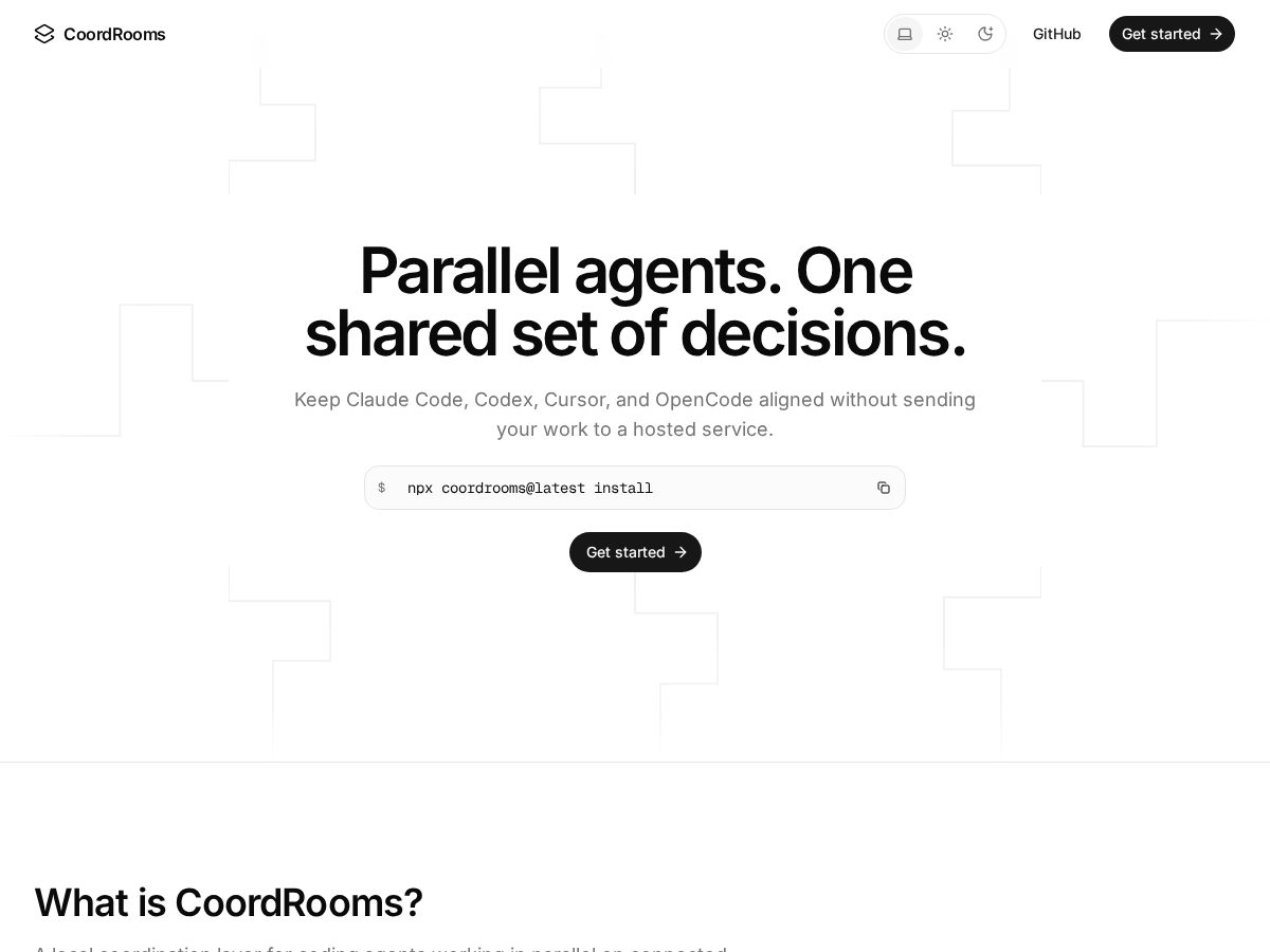 Landing-page snapshot of coordrooms.dev