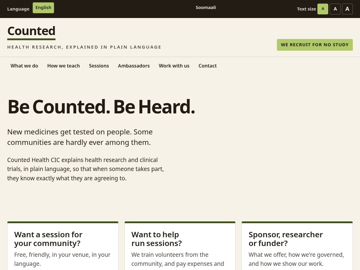 Landing-page snapshot of countedhealth.org