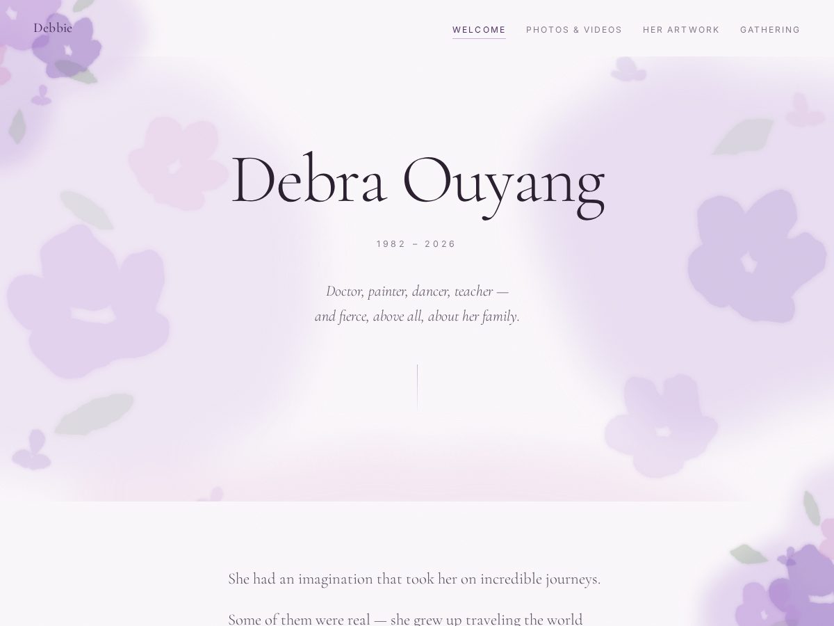 Landing-page snapshot of debraouyang.com