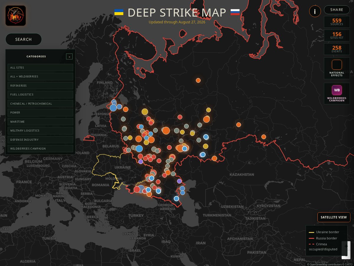 Landing-page snapshot of deepstrikemap.com