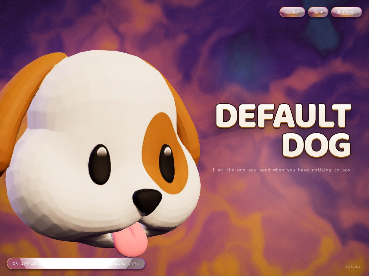 Landing-page snapshot of defaultdog.wtf