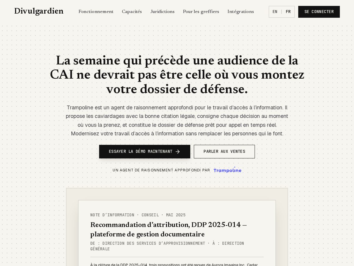 Landing-page snapshot of divulgardien.com