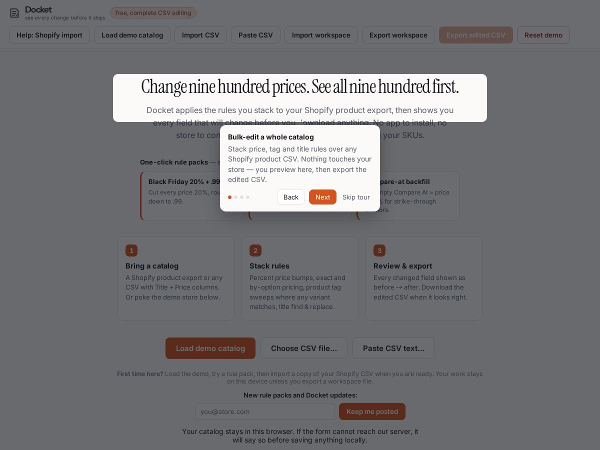Landing-page snapshot of docket.page