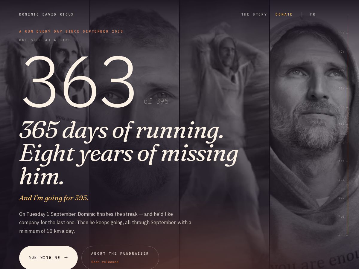 Landing-page snapshot of dominicdavidrioux.com