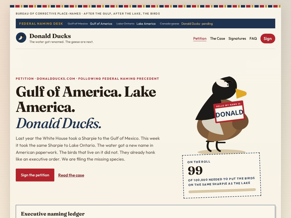 Landing-page snapshot of donaldducks.com