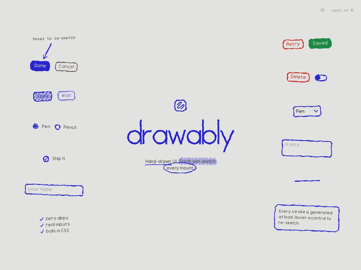 Landing-page snapshot of drawably.dev
