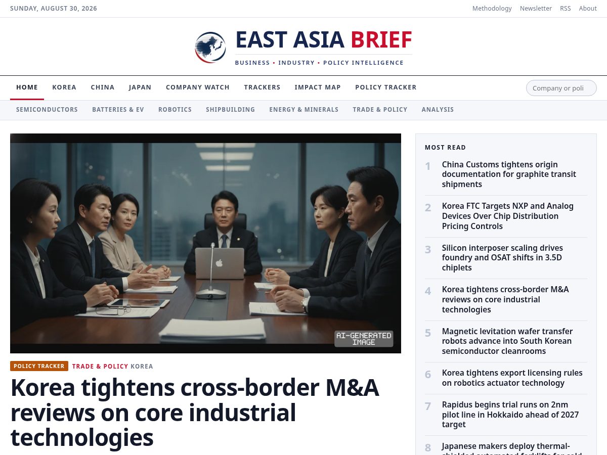 Landing-page snapshot of eastasiabrief.com
