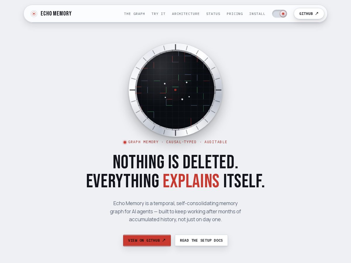 Landing-page snapshot of echo-mem.com