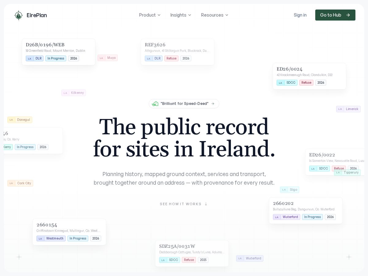 Landing-page snapshot of eireplan.com